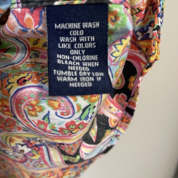 Chaps Womens No Iron Button Up Top Size 2X Long Sleeve Paisley Artsy Office - Picture 8 of 9